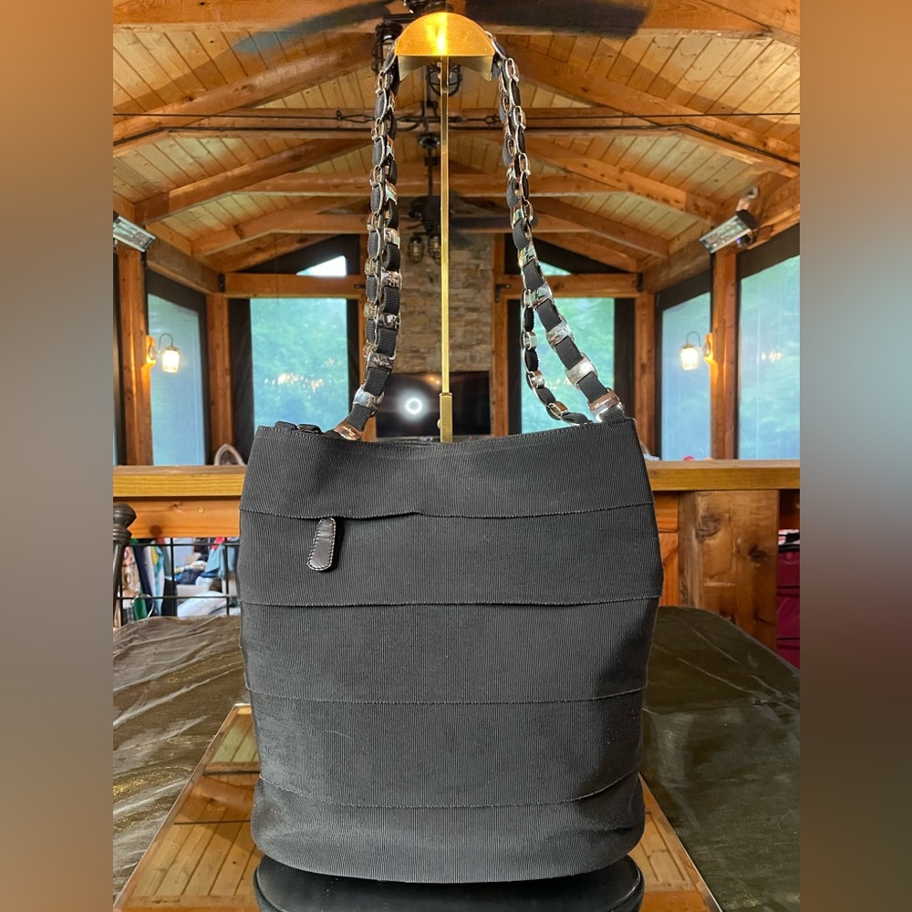 Salvatore Ferragamo black shoulder bag with unique strap